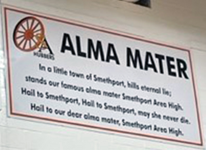 Alma Mater- In a little town of Smethport Hills eternal lie stands our famous Alma Mater Smethport Area High- Hail to Smethport -Hail to Smethport may she never die hail to our dear Alma Mater Smethport Area High