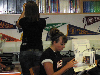 two female students in classroom